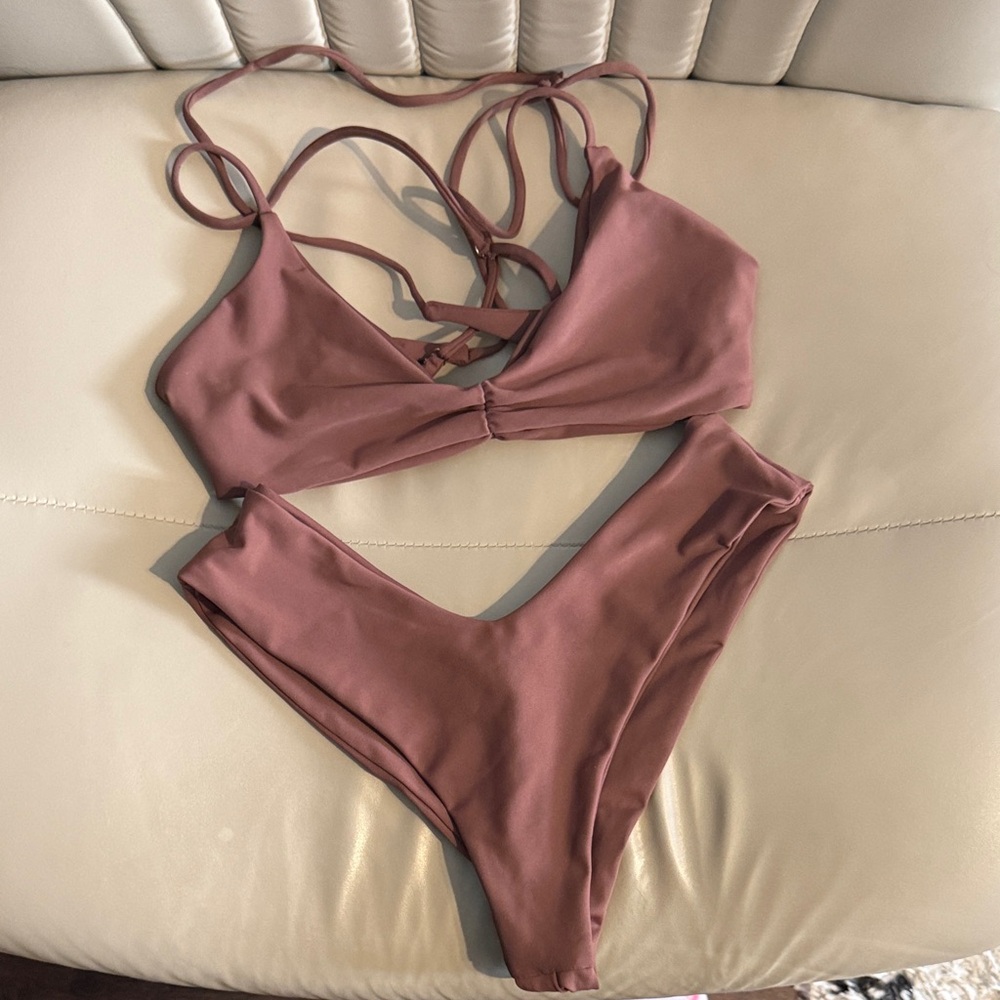 Skatie Brown V-Waist Bikini Set - Women Swim